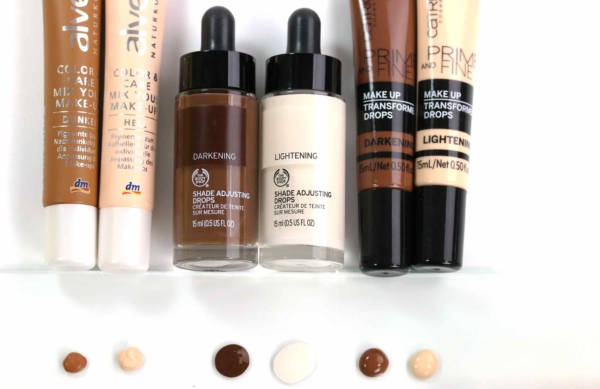 Shade Adjusting Drops Vergleich Foundation aufhellen und